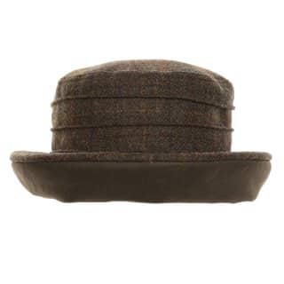 AE31-Womens tweed hat with wax brim Wholesale womens tweed hat featuring a wax brim