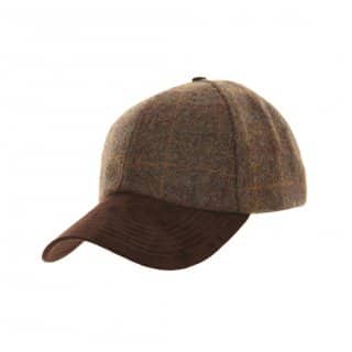 AE17 - UNISEX TWEED BASEBALL CAP WITH FAUX SUEDE PEAK