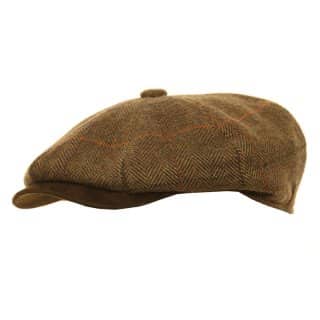 AE38-Unisex tweed 8-panel cap Wholesale olive unisex tweed 8-panel cap