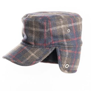 AE45 - Mens checked hunting trapper cap Wholesale mens checked hunting trapper cap with flaps down