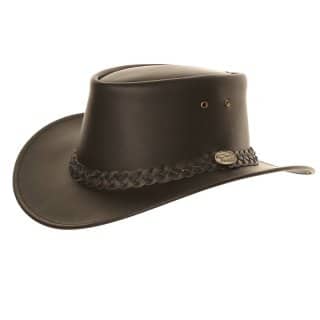 Wholesale black leather Australian style hat in small 57cm