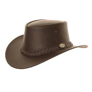 Wholesale Brown leather australian style hat in extra large 60cm