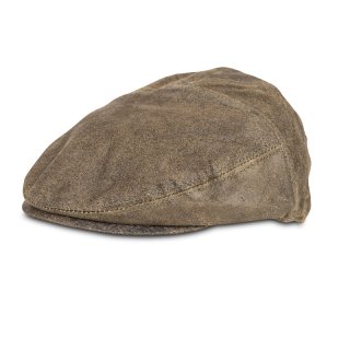 AK76L- OLIVE CRUSHABLE SOFT ANTIQUE LEATHER FLAT CAP