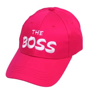 Wholesale baseball cap with novelty 'the boss' slogan in red