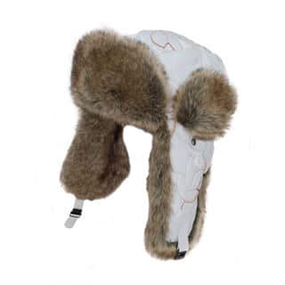 Wholesale white padded trapper with fur trim