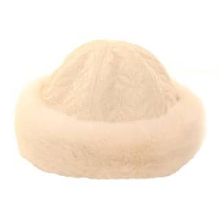 AW130 - Ladies quality quilted hat with faux fur trim Wholesale ladies quality quilted hat with faux fur trim in cream
