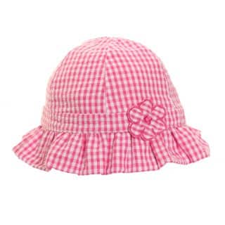 B13-Girls pink & white gingham sun hat Wholesale girls pink and white gingham sun hat