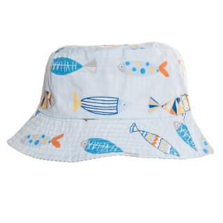 B295-Baby boys fish print bush hat Wholesale blue babies fish print bush hat