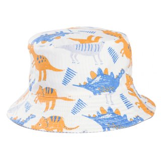 Wholesale grey and blue dino print bucket hat developed from cotton