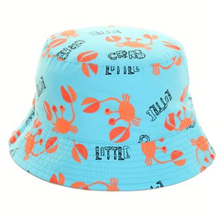 Wholesale blue and orange childs crab printed bush hat