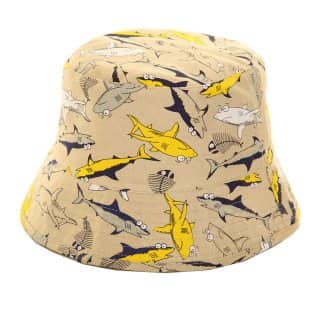 C148 - Boys shark print bush hat Wholesale brown boys shark print bush hat