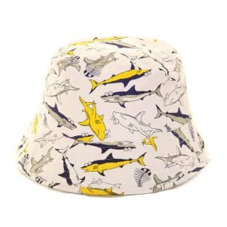 Wholesale white boys shark print bush hat