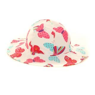 C156 - Girls wide brim butterfly sun hat Wholesale girls wide brim white butterfly sun hat