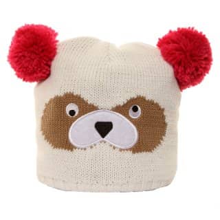 C172 - GIRL'S BEAR SKI HAT WITH POM POMS
