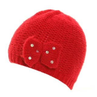 C343 - GIRL'S BEANIE WITH BOW & SEQUINS