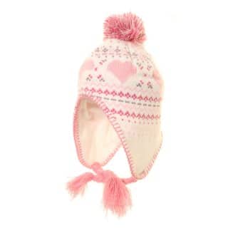 C413 - GIRLS KNITTED PERU HAT WITH METALLIC WEAVE