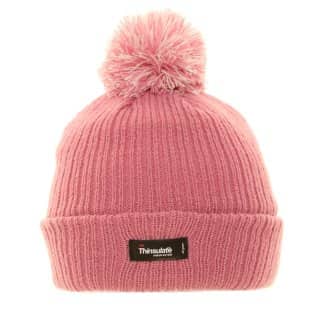 Wholesale kids thinsulate hat in pink featuring a 2 tone pom pom