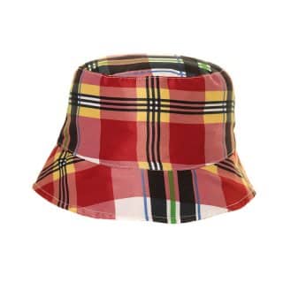 Wholesale red checked boys bucket hat developed from cotton