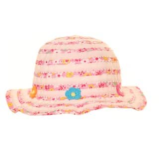 C543-Girls short brim with flower detail Wholesale short brim hat for girls with pink flower detail