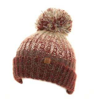 Bulk chunky knitted bobble hat for girls in light pink