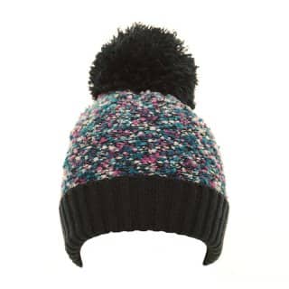 C556-Girls popcorn yarn bobble hat Wholesale girls black bobble hat with popcorn yarn