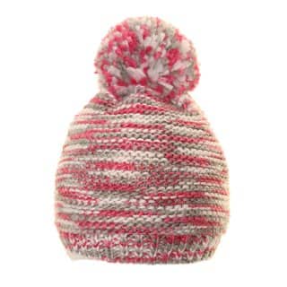 C563-Girls multi coloured knitted bobble hat Bulk knitted bobble hat with bright multi coloured design