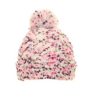 C564-Girls super soft yarn knitted pom pom hat Wholesale pink super soft yarn knitted hat featuring a pom pom