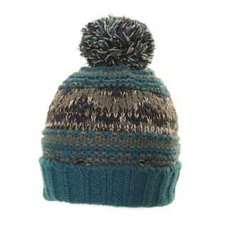 C572-Boys pattern chunky knit bobble hat Bulk patterned chunky knit blue bobble hat