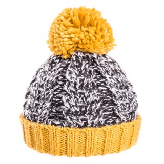 C596-Boys chunky cable knit bobble hat Boys chunky knit cable in yellow and grey available for bulk purchase