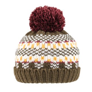 Wholesale boys pattern knitted bobble hat with fleece lining developed from acrylic