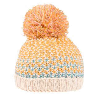C638-Girls knitted bobble hat Wholesale acrylic girls knitted bobble hat in mustard colour