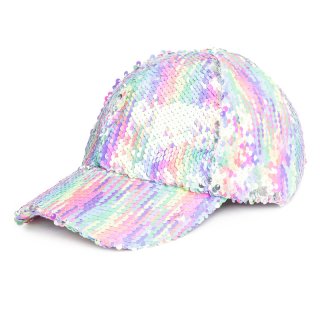 C660-Kids flipable sequin baseball cap Wholesale kids flipable pastel sequin baseball cap