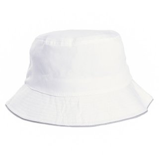 Wholesale kids unisex plain bush hat in white developed from cotton