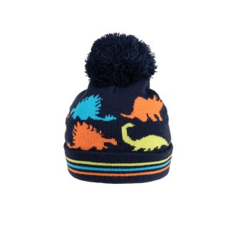 C680- BOYS DINO PRINT KNITTED BOBBLE HAT