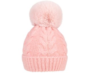 C715- GIRLS CABLE KNIT BOBBLE HAT