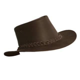Wholesale childs brown leather australian style hat in size 55cm