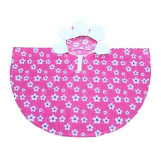 Wholesale pink flower poncho from the front