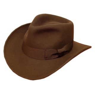 E13BN-Brown felt cowboy style hat with ribbon band Wholesale brown felt cowboy style hat with ribbon band
