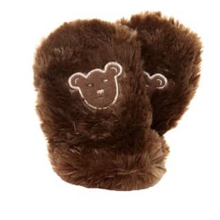 GB72 - BABIES' SUPER SOFT MITTENS WITH BEAR MOTIF