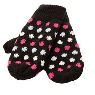 GC27 - GIRL'S SPOTTY KNITTED MITTENS