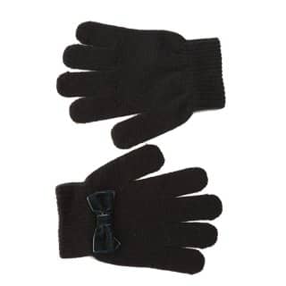 Wholesale girls stretchy bow gloves in black