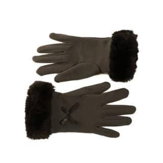 GL1205-Ladies faux fur trim gloves Wholesale ladies faux fur trim gloves in grey