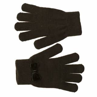 GL1215-Ladies stretchy bow gloves Wholesale gloves with stretchy bow for ladies in black