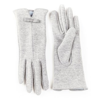 GL1231-Ladies gloves with bow trim Wholesale ladies gloves with bow trim in light grey