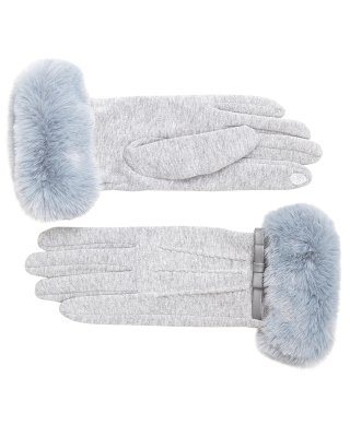 GL1266-LADIES TOUCH SCREEN GLOVES WITH LARGE FAUX FUR CUFFS