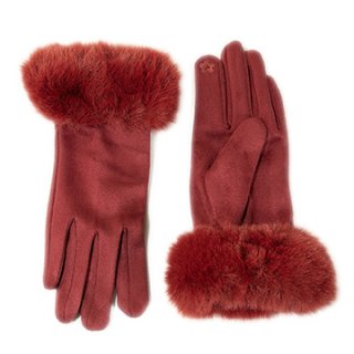GL1281- PK OF 12- LADIES GLOVE WITH FAUX FUR AROUND THE CUFF