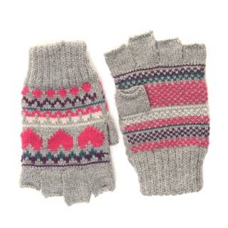 GL56 - WOMEN'S KNITTED HEART FINGERLESS GLOVES