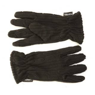 GL616/B-Ladies fleece cable knit effect gloves Wholesale ladies fleece cable knit effect gloves in black