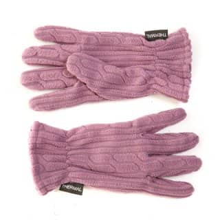 GL616-Ladies fleece cable knit effect gloves Wholesale ladies fleece cable knit effect gloves in purple