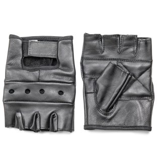 GM71- MENS BLACK LEATHER FINGERLESS GLOVES